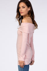 PinkBlush Light Pink Off Shoulder Long Sleeve Top