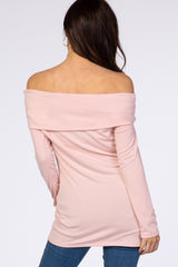 PinkBlush Light Pink Off Shoulder Long Sleeve Top