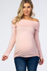 PinkBlush Light Pink Off Shoulder Long Sleeve Maternity Top