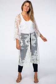 White Embroidered Lace Mesh Cover Up