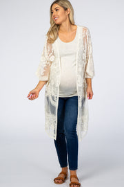 White Lace 3/4 Sleeve Maternity Cover Up