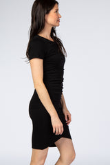 PinkBlush Black Ruched Tulip Hem Dress