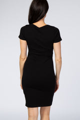 PinkBlush Black Ruched Tulip Hem Dress