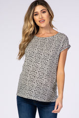 Cream Animal Print Boxy Maternity Top