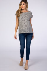 Cream Animal Print Boxy Maternity Top