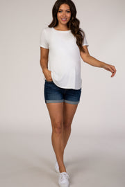 PinkBlush Navy Blue Slightly Distressed Maternity Shorts