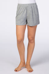 Grey Terry Elastic Waist Lounge Shorts