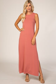 Pink Side Slit Maxi Dress