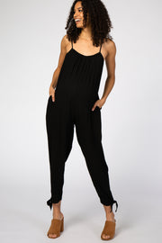 Black Tie Detail Relaxed Maternity Jumpsuit