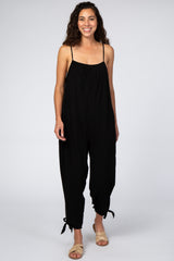 Black Tie Detail Relaxed Jumpsuit