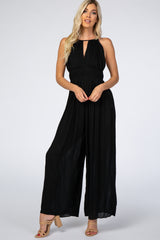 Black Halter Neck Wide Leg Jumpsuit