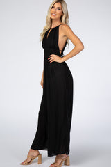 Black Halter Neck Wide Leg Jumpsuit