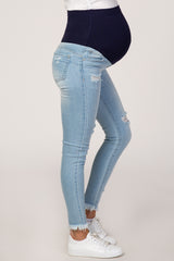 PinkBlush Light Wash Distressed Denim Maternity Jeans