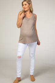 PinkBlush White Distressed Maternity Skinny Jeans