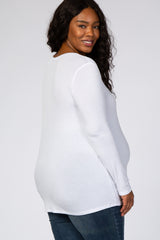 White Basic Long Sleeve Plus Maternity Top