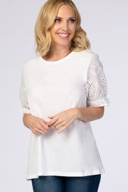 White Eyelet Short Sleeve Top