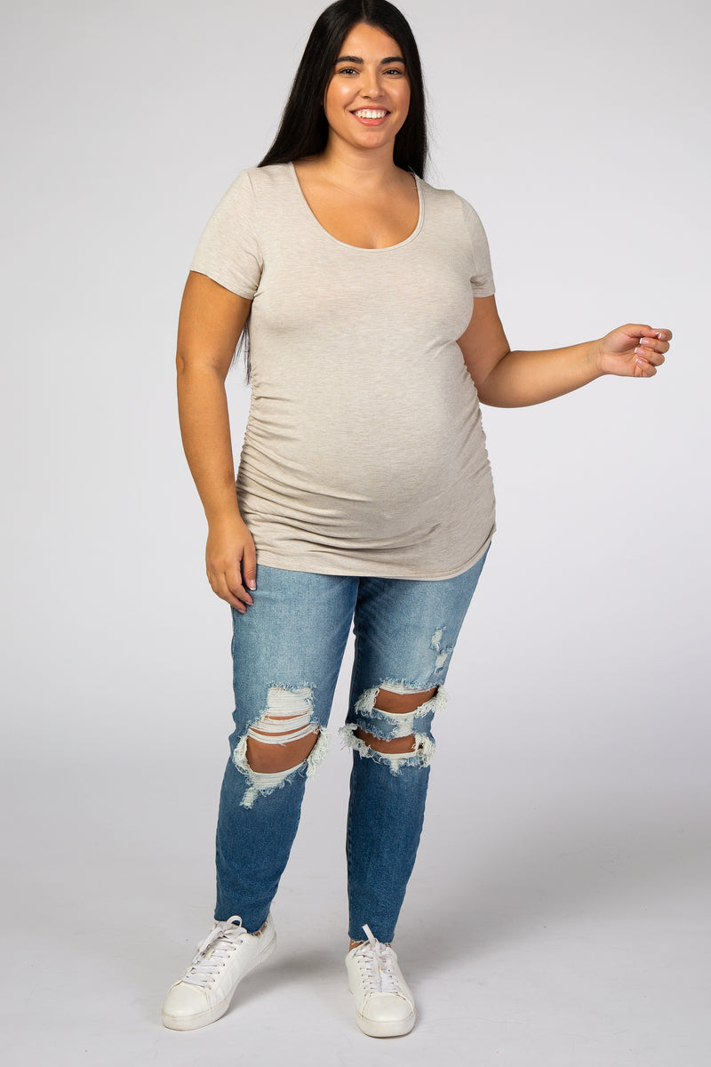 Blue Distressed Maternity Plus Jeans– PinkBlush