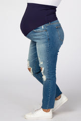 Blue Distressed Maternity Plus Jeans