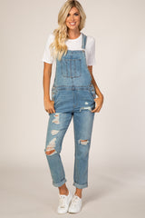 Light Wash Distressed Denim Overalls