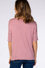 Mauve Striped Drop Shoulder Top