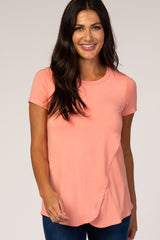 Coral Layered Wrap Front Nursing Top