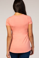 Coral Layered Wrap Front Nursing Top