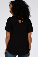 Black Tie Back Short Sleeve Top