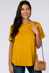 Mustard Tie Back Short Sleeve Maternity Top