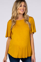 Mustard Tie Back Short Sleeve Maternity Top