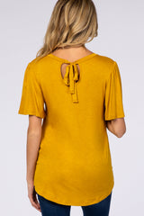 Mustard Tie Back Short Sleeve Maternity Top