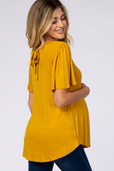 Mustard Tie Back Short Sleeve Maternity Top