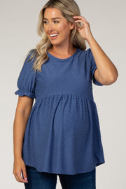 PinkBlush Denim Swiss Dot Babydoll Maternity Blouse