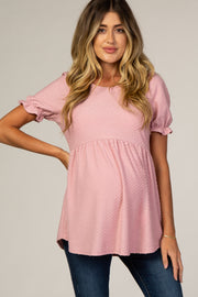 PinkBlush Pink Swiss Dot Babydoll Maternity Blouse