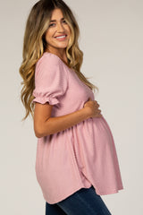 PinkBlush Pink Swiss Dot Babydoll Maternity Blouse