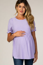 Lavender Swiss Dot Babydoll Maternity Blouse