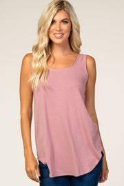 Mauve Sleeveless Round Hem Top