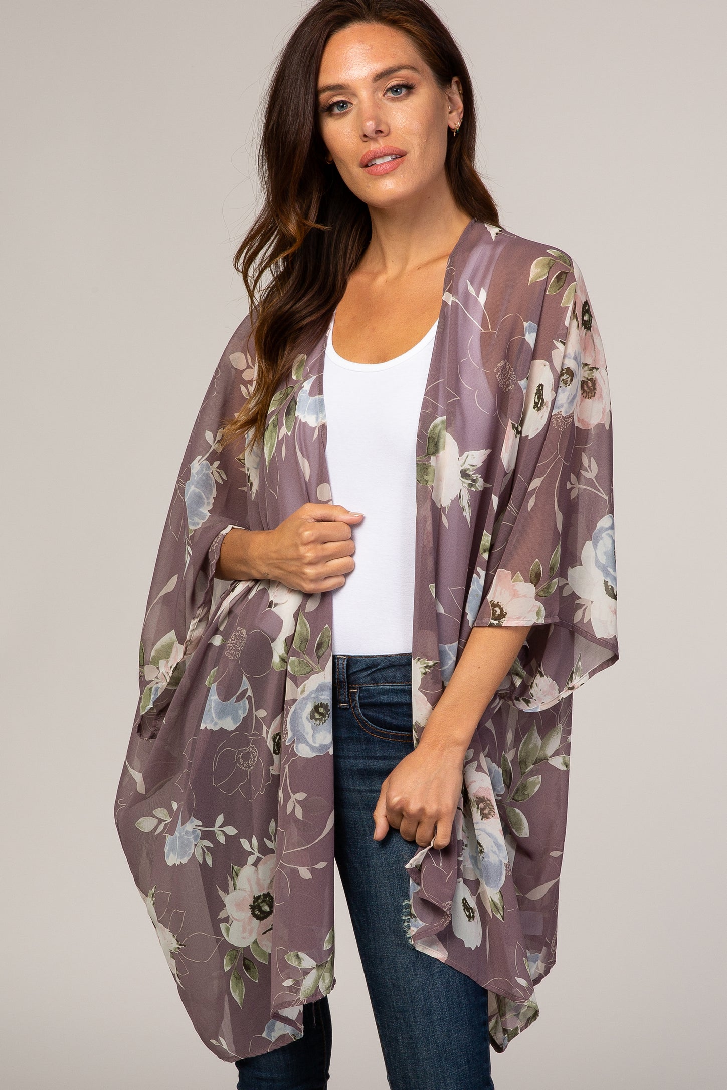 Lavender Floral Sheer Maternity Cover Up– PinkBlush