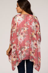 Pink Floral Chiffon Maternity Cover Up