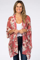 Pink Floral Chiffon Maternity Cover Up