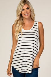 White Striped Sleeveless Top