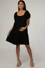 Black Eyelet Maternity Babydoll Dress