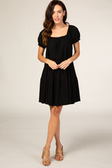 Black Eyelet Maternity Babydoll Dress