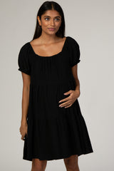 Black Eyelet Maternity Babydoll Dress