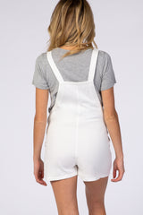 Ivory Adjustable Strap Maternity Short Overalls