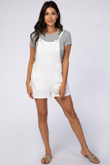 Ivory Adjustable Strap Short Overalls