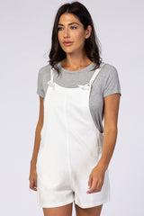 Ivory Adjustable Strap Short Overalls