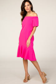 PinkBlush Fuchsia Off Shoulder Mermaid Dress