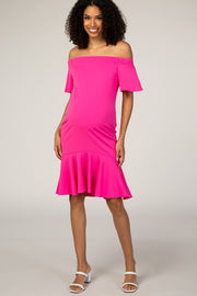 PinkBlush Fuchsia Off Shoulder Mermaid Maternity Dress