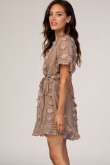 Mocha Polka Dot Textured Dress