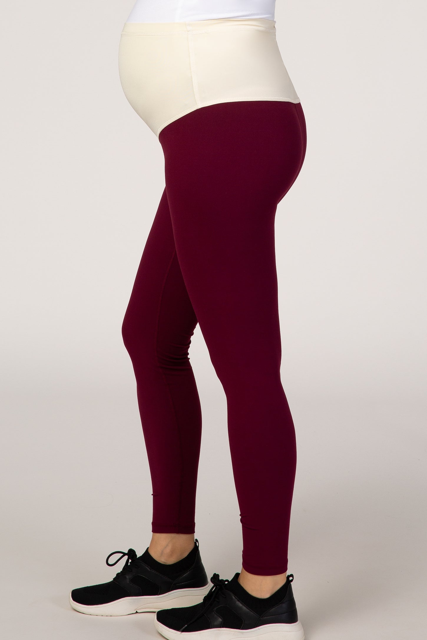 Deep Red Fleece Lined Maternity Leggings– PinkBlush